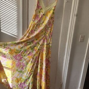 Floral Yellow and Pink Maxi Dress